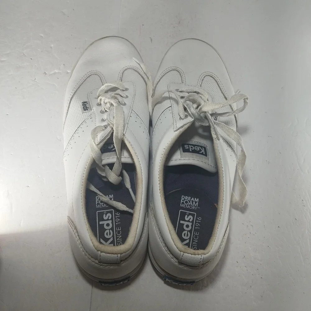 Keds WH60071 Sneakers 7.5 White Blue Low Top Dream Foam Memory Foam Classic